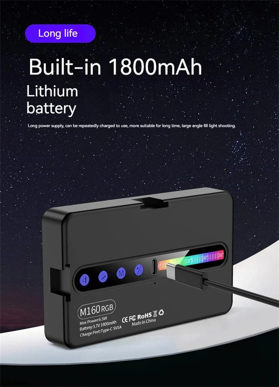 FANGTUOSI NEW RGB Video Light With Display Screen Mini Fill Camera Light Selfie Lighting Rechargeable Dimmable Hot shoe mouth