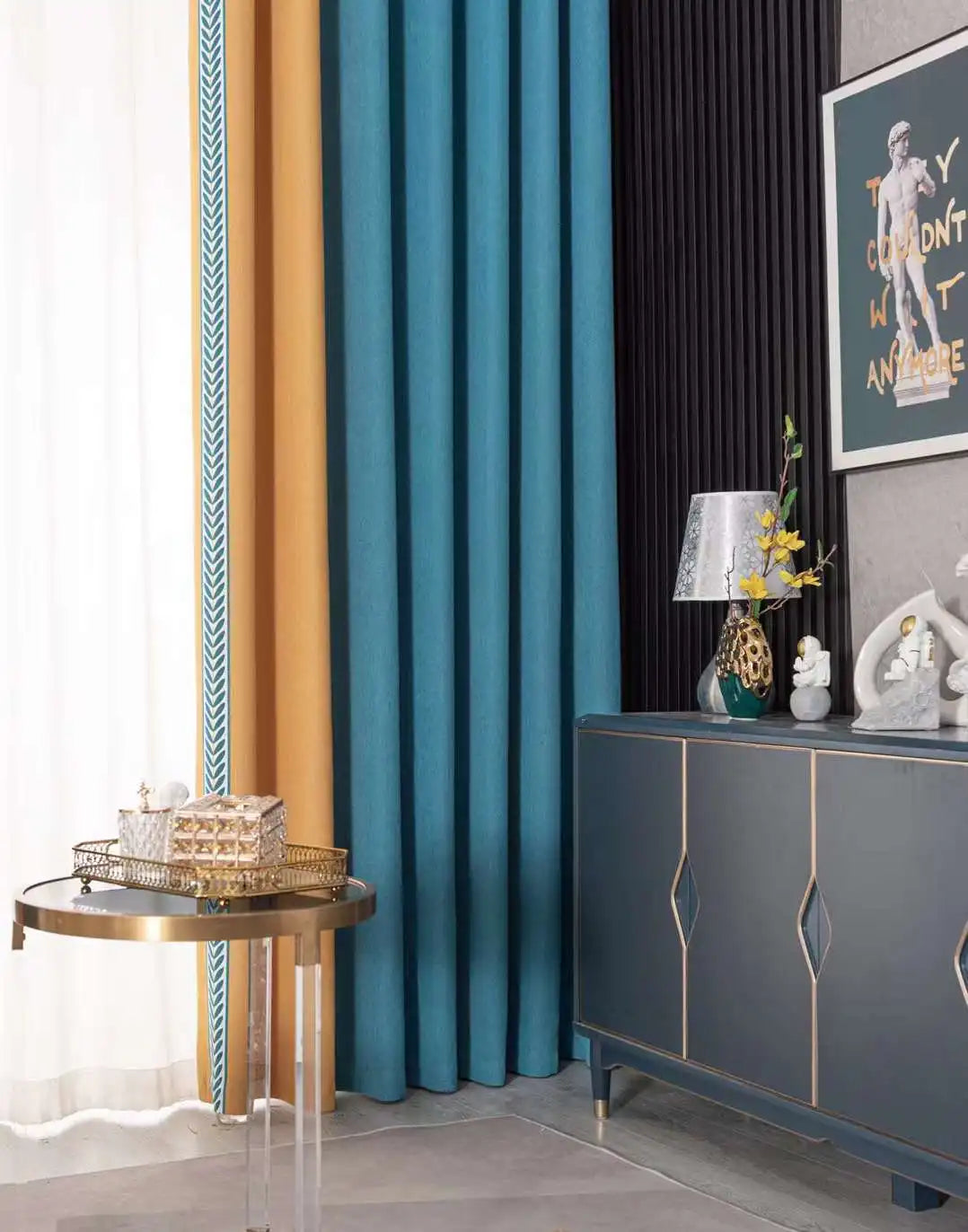 New Baby Velvet Seamless Stitching Wheat Ears Standing Edge Living Room Bedroom Blackout Curtain Blue Pink Nordic Simple Rhj