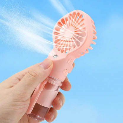 Handheld Mini Quiet Air Cooling Fan Portable Water Mist Fan USB Charging 4 Speed Humidification Spray Fan for Home Office Dorm