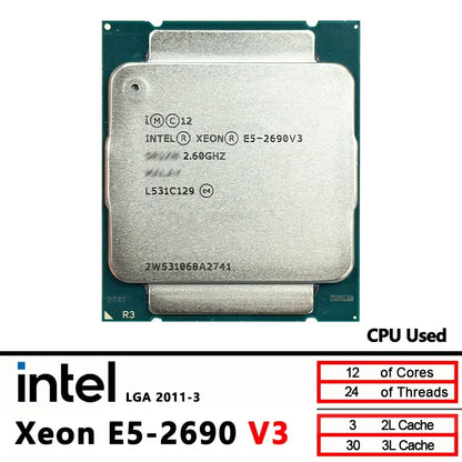 Intel Xeon E5 2690 V3 E5-2690V3 2.6 GHz Used Twelve-Core Twenty-four-Thread 30MB 135W CPU  LGA 2011