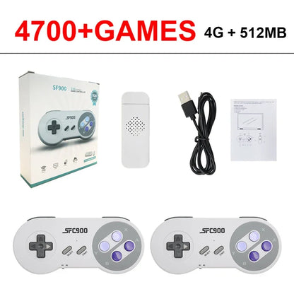 SF900 Video Game Console For Super Nintendo SNES NES Built in 4700 Game Stick TV Player with 2 Wireless Game Controller Gamepad