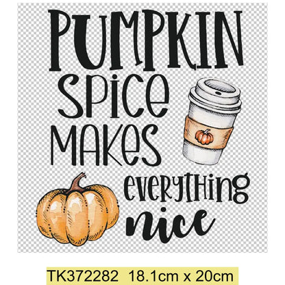 Retro Printing Thanksgiving Iron on Transfers Patches Pumpkin Autumn Heat Transfer Stickers for Clothes Heat Transfers Patches