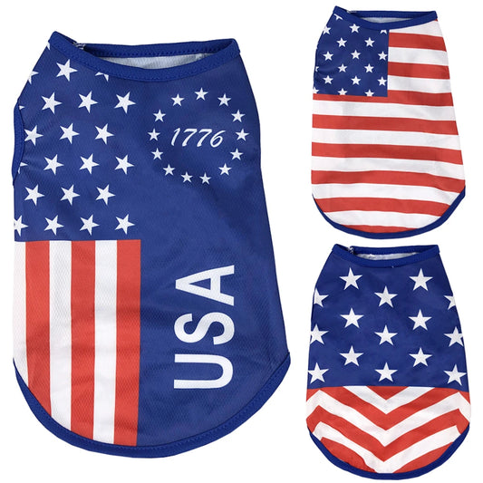 Summer Cool Dog Clothes Mesh Breathable Vest For Small Dogs Cats Independence Day Pet T-shirt Two-legged Clothing Teddy Costume by PDG ibma
