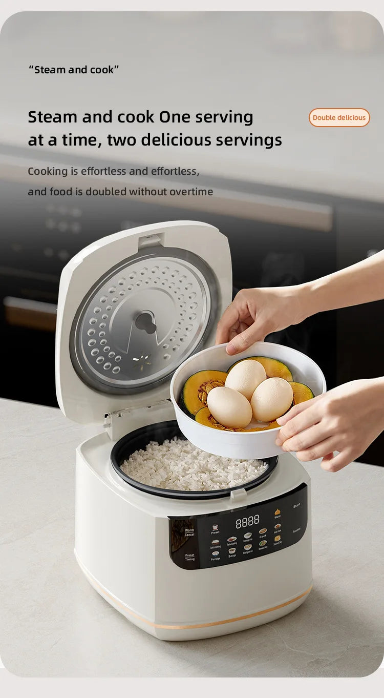 DIVEDEER 2L Electric Rice Cooker Non-stick Pot Smart Features Reservation Keep Warm Functions Perfect for 1-2 Person Households