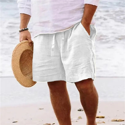2025 Linen fabric summer Sports Shorts Men Beaching Shorts pocket Bodybuilding Sweatpants Fitness Jogger Running Gyms Men Shorts