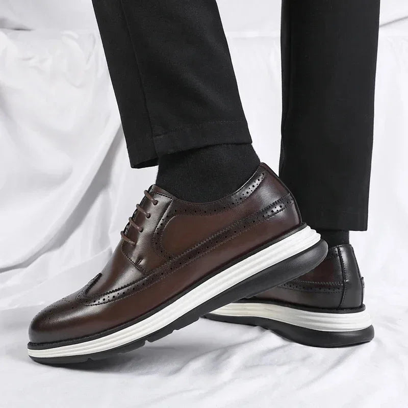 Men's Casual Leather Thick Soled Simple Walking Shoes Fashion Oxford Shoes High End British Style Office Business Dress Shoes