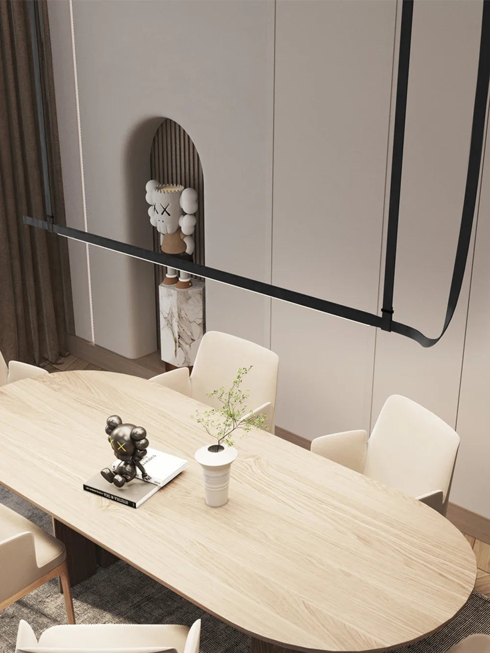 Minimalist LED Leather Pendant Chandelier Dining Table Hanging Lamp Office Pendant Lamp For Hotel Chandeliers Belt Home Decor