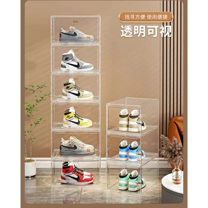 Shoe box, hard box, magnetic suction, front side opening storage, transparent acrylic bag, hand-held storage box, shoe cabinet