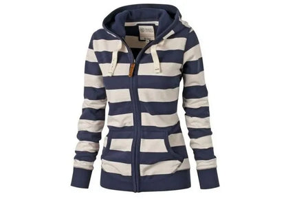 Pullovers Harajuku hoodies women  Autumn Hot Style America Hood Long Sleeve Stripe Fleece Jacket Female Streetwear ZXP6023