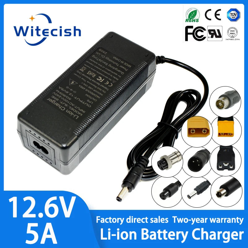 12.6V 5A Lithium Battery Charger for 3S 18650 Li-ion Packs (12V) EU/US/UK/AU Plug High Quality Charger