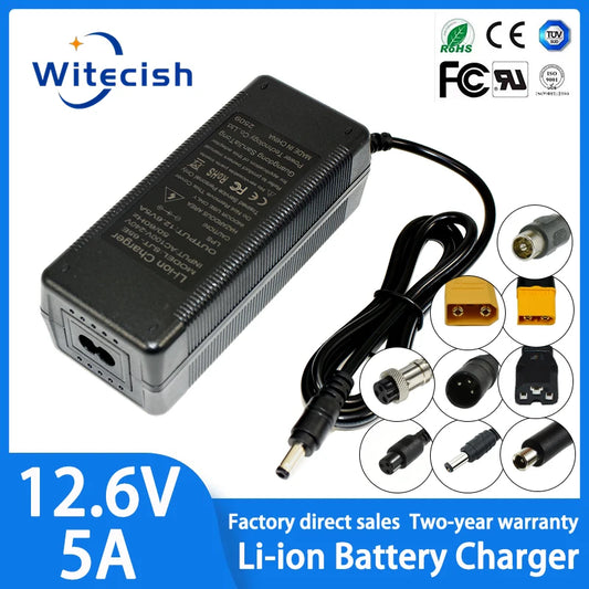 12.6V 5A Lithium Battery Charger for 3S 18650 Li-ion Packs (12V) EU/US/UK/AU Plug High Quality Charger
