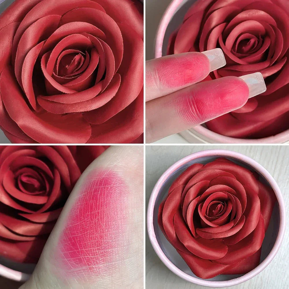 4-Color Rose Petal Blush,Waterproof Blush Cream,Natural Finish,Light Coverage,Perfect Gift for Christmas and Valentine's Day