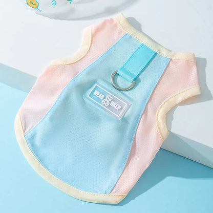 Thin Dog Summer Clothes Mesh Dog Cooling Vest Pet T Shirt Dog Sun Protective Clothing with D-Ring Chihuahua Kitten Puppy Costume