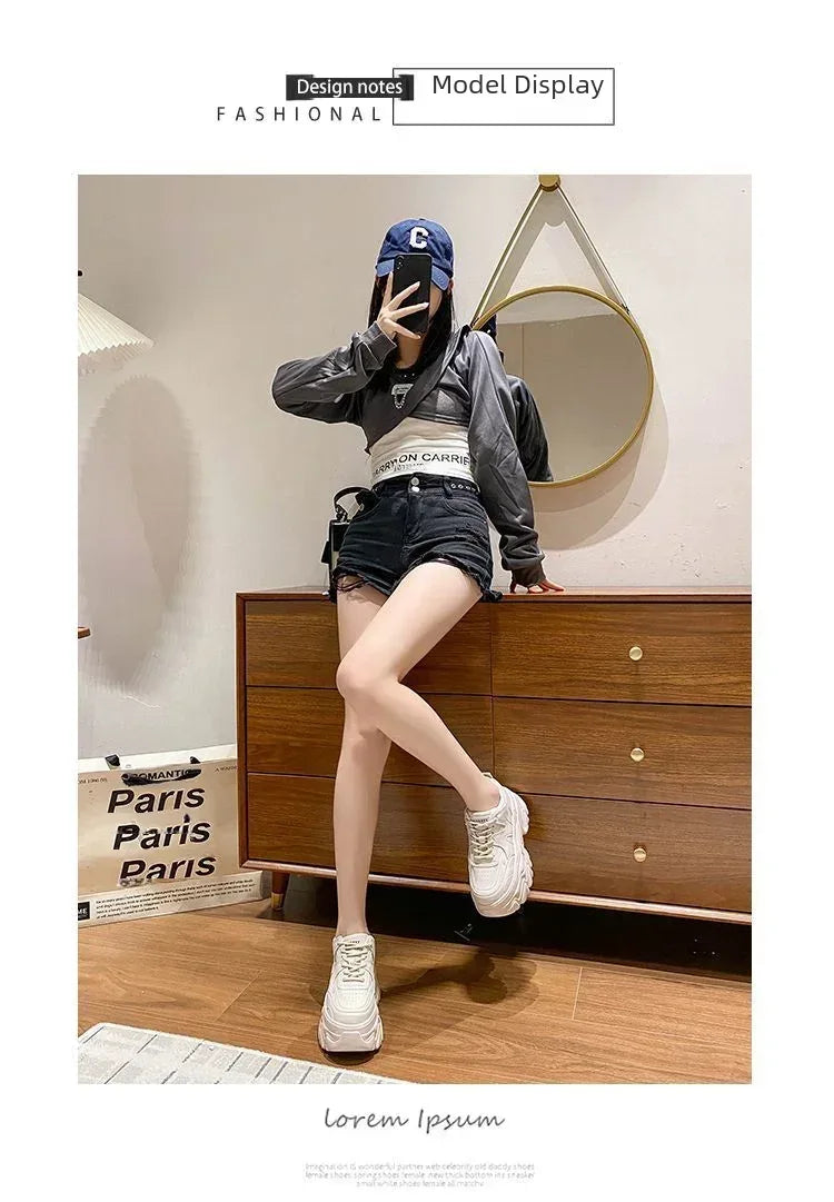 Trendy 2025 New Spring Summer Women's Shoes High Heel Increased Thick Bottom Flats White Casual Shoes Loafers