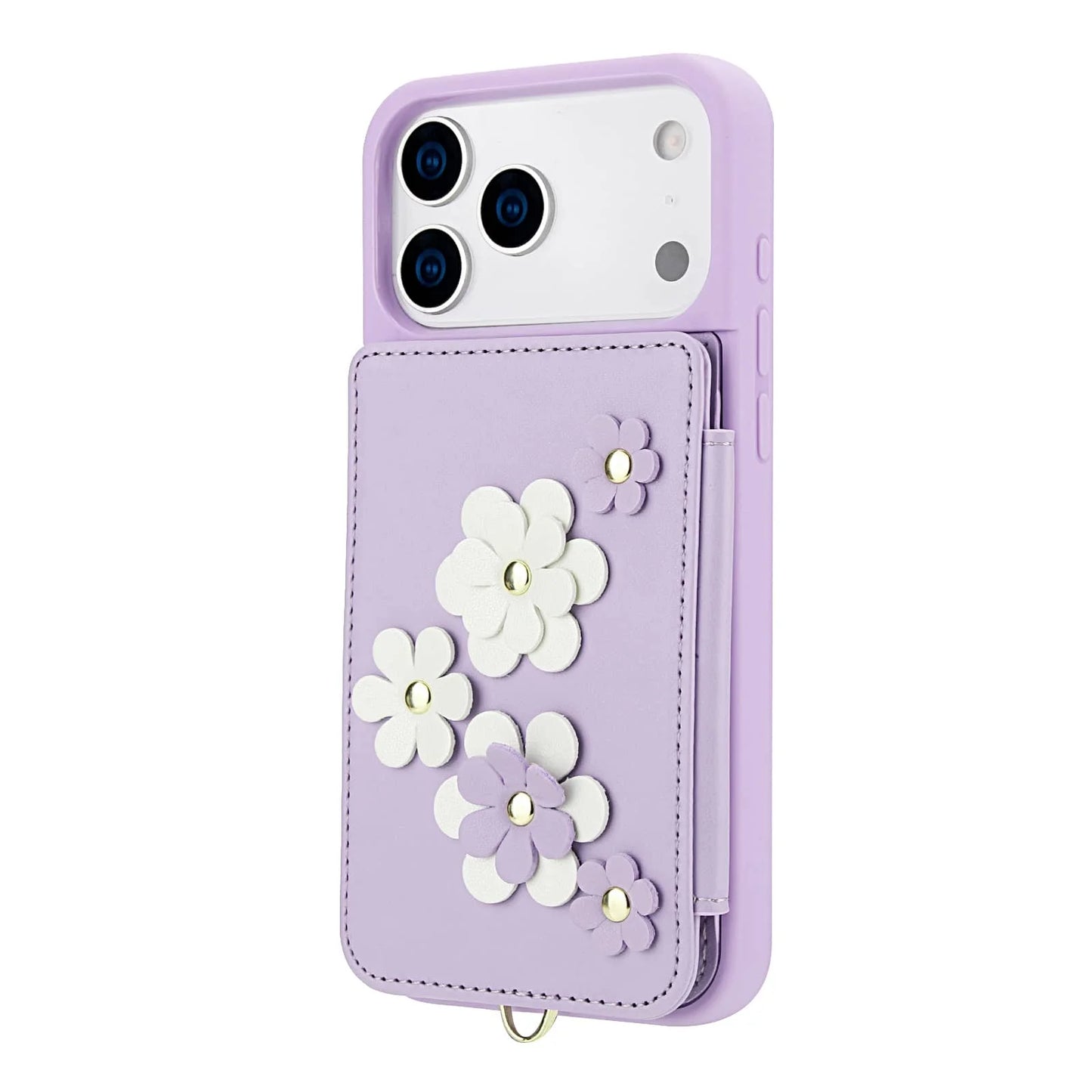 For iPhone 17 Pro Max iPhone Air Case, Wallet with Card Holder, Cute Flower Design Crossbody Purse,Magnetic Kickstand Shockproof