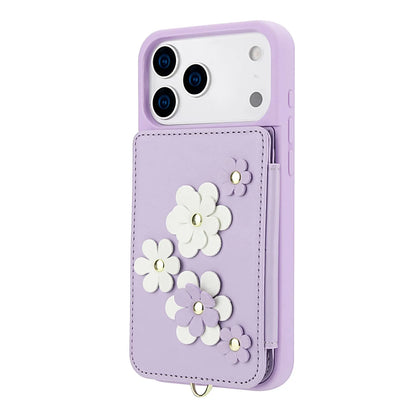 For iPhone 17 Pro Max iPhone Air Case, Wallet with Card Holder, Cute Flower Design Crossbody Purse,Magnetic Kickstand Shockproof