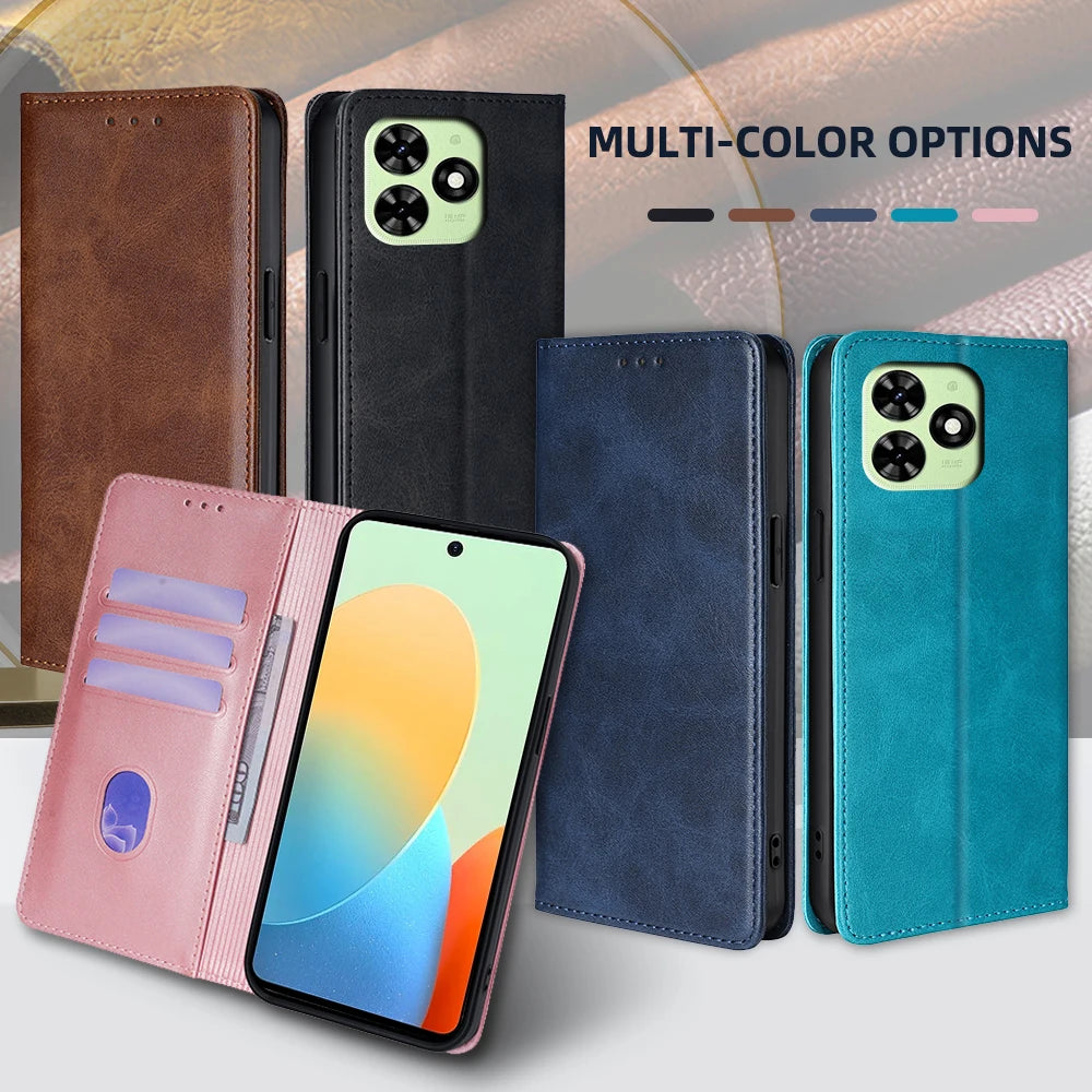Business Magnetic Phone Case for Tecno Spark 20 10 Pro 20C 10C 8C Spark GO 2024 Pop 8 Pro Leather Wallet Case Flip Cover