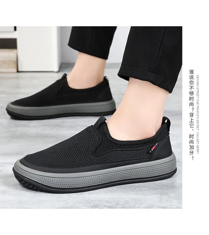 Men's mesh shoes 2026 summer new solid color versatile single shoe breathable soft sole lightweight casual shoes