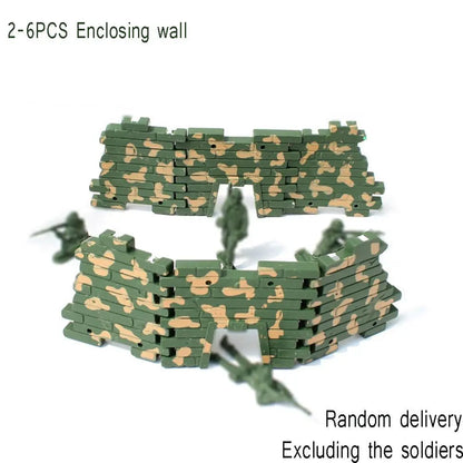1Set Military Scene Accessories German Army Base Barbed Wire Building Block Fence Isolation Net Door Parts MOC Bricks Toys Kids