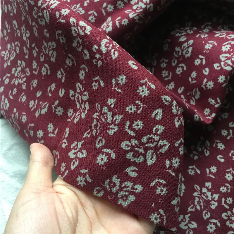 145cm Wide Printed Cotton and Linen Fabric Small Floral Patterns Retro Shirt Dress DIY Clothing Sewing Fabric 90% Cotton Content