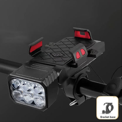 Bicycle Front Light with Horn & Phone Holder Cycling Bicycle Headlight Multifunctional Phone Holder Lamp Cycling Accessories