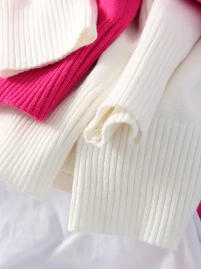 Winter Pink Turtleneck Sweaters Women Oversized Autumn Warm Women's Jumper Loose Basic White Turtleneck For Women Pullovers