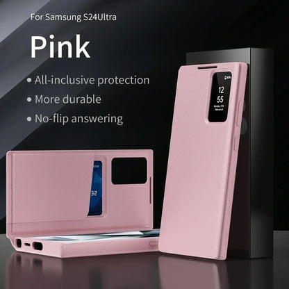 Original High Quality Smart Display LED View Windows Case For Samsung S25 Ultra S24 S23 S22 Plus Flip Wallet Card Phone Cover