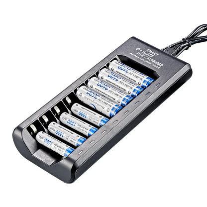 Rechargeable Battery Charger USB Output 8 Slots Fast Charging Short Circuit Protection for 1.2V NiMH AAA/AA Batteries Charger