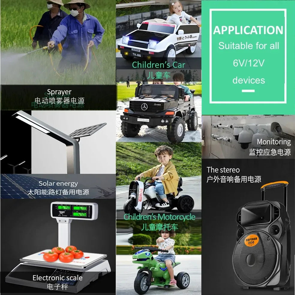 Rechargeable 6V/12V Battery 5Ah/7Ah/8Ah/12Ah Long-lasting Lead-acid Battery for Children's Car,Security Alarm,Sprayer,UPS
