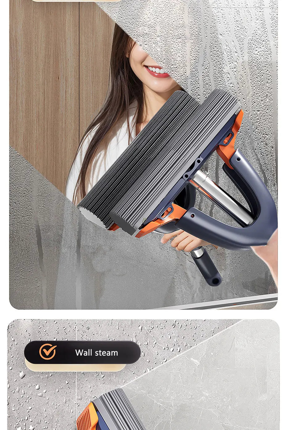Mini Mop Self Squeeze Mop Powerful Folding Household Clean Tools No Hand Wash Strong Absorbent Mop for Bathroom Kitchen Desktop