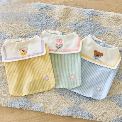 Pet Checkered Vest Cute Bear Two-leg T-shirt Thin and Breathable Shirt Cooling Vest for Dog Puppy Clothes