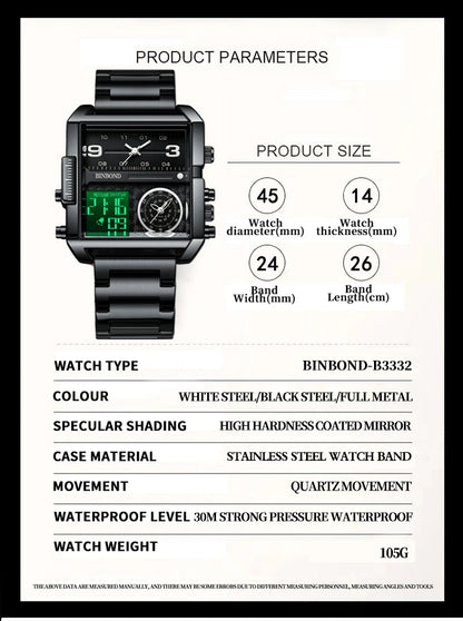 BINBOND Luxury quartz watches for men luminous waterproof multi-functional men's watch sport fashion casual reloj wristwatch TOP