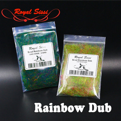 Royal Sissi Hot 2 Styles Fly Tying Rainbow Scud Dub Light & Dark Shade Nymph Dubbing for Trout Flies Colorful Synthetic Shaggy D