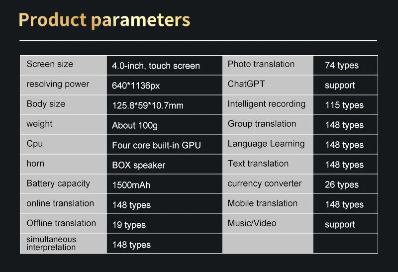 Language Translator Device 148 In Real-time Online Languages Translation Device Portable AI ChatGPT Photo Intelligent Translate