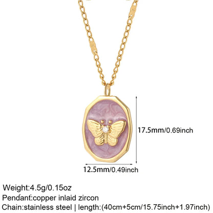 Bohemian Heart Animals Necklace for Women Cute Heart Punk Motocycle Pendant Gold Color Stainless Steel Long Chain Collars Neck