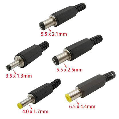 10Pcs 3.5 x 1.3mm 5.5 x 2.1mm 5.5 x 2.5mm 6.5 x 4.4mm DC Power Male Plug Jack Adapter Wire Charging Plug Electric Connector