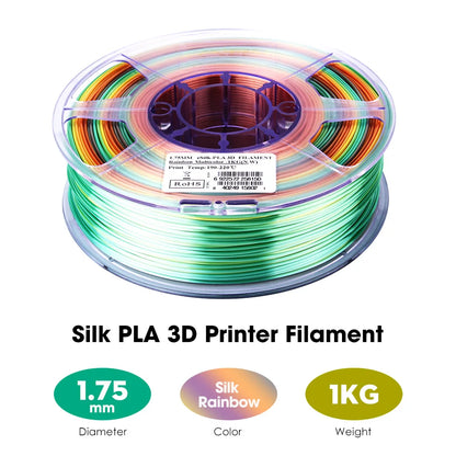 eSUN Silk PLA Filament 1.75mm Silk PLA 3D Printer Filament 1KG (2.2 LBS) Spool 3D Materials for 3D Printers DIY Artwork Printing