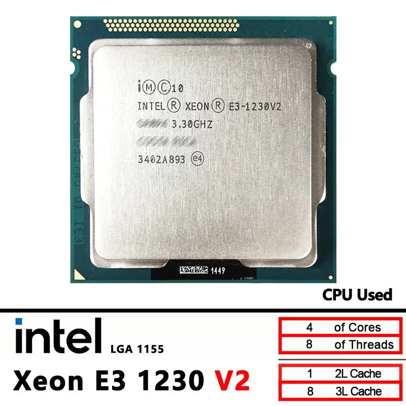 Intel Xeon E3 1230 V2 E3 1230V2 Used 3.3 GHz 8M 69W CPU Processor LGA 1155