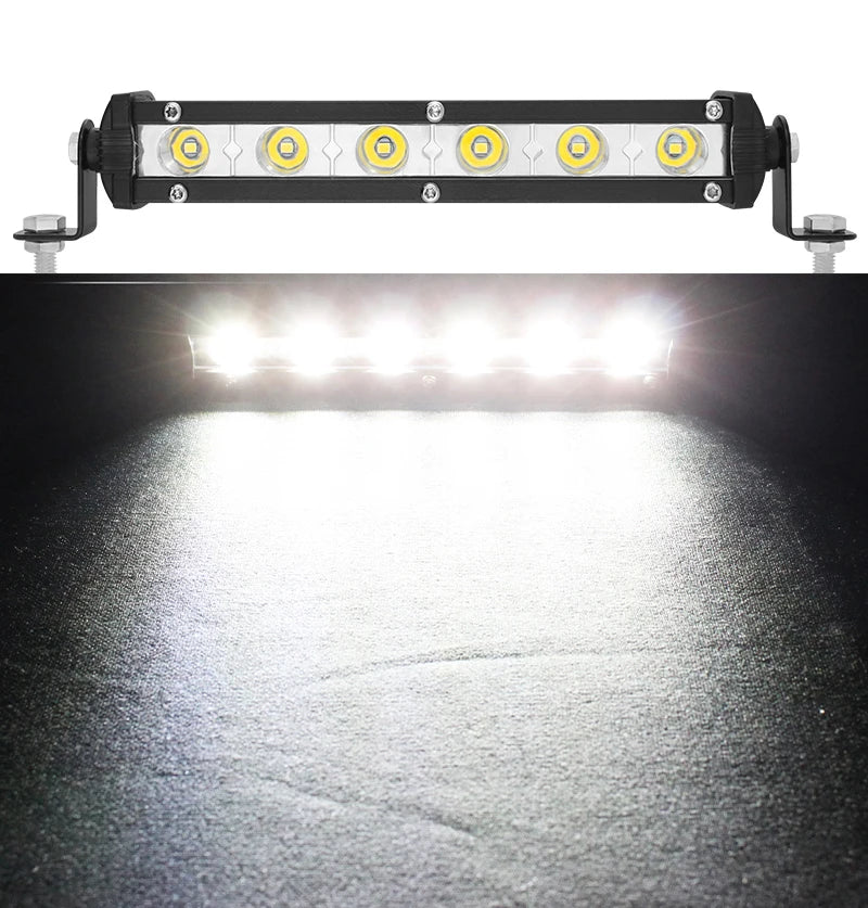 12-24V High Bright Universal Car Work Light 7inch 18w Work Light Bar LED Strip Lamp for Truck SUV Motorcycle Offroad Car