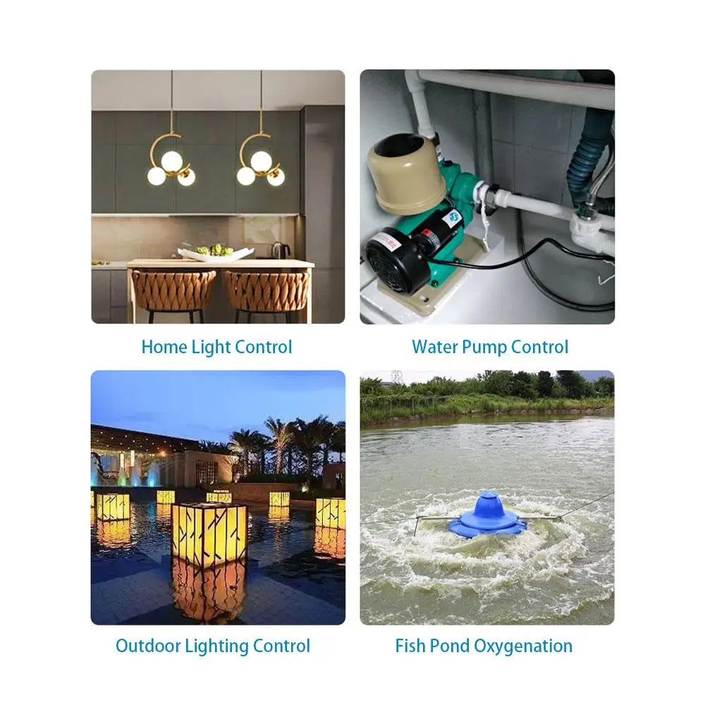 433MHz AC 220V 380V RF Remote Control Switch 30A Relay 2 Buttons Long Range Remote for Water Pump Home Outdoor Light Control