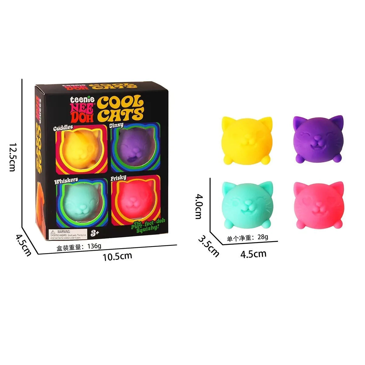 New Needoh Nice Ice Baby Fidget Cube Set 4 Pack Super Solid Squishy Sensory Toys Non-toxic Squeeze Toys for ADHD and Autism Gift