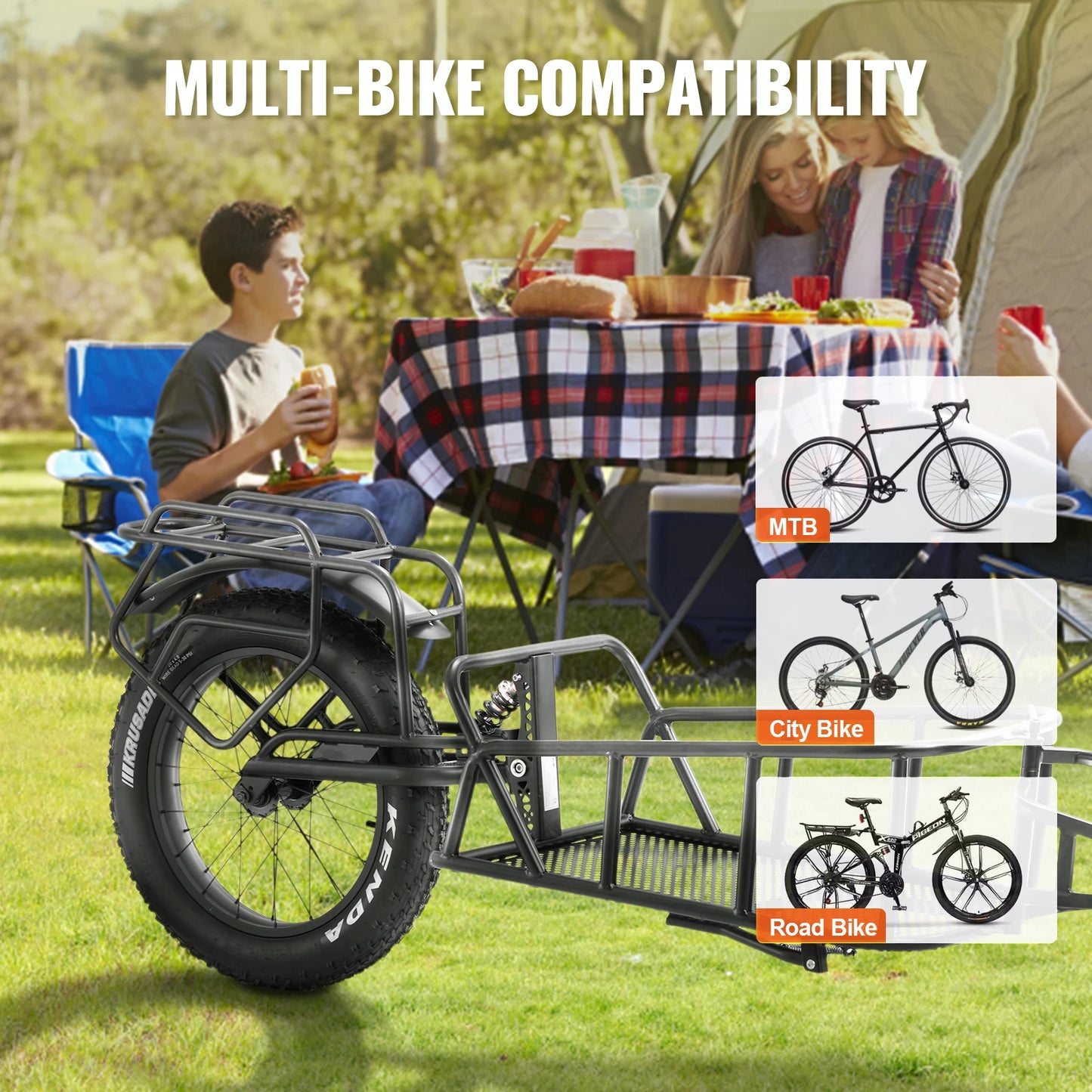 SucceBuy Bike Cargo Trailer 70 lbs Capacity Heavy-Duty Bicycle Wagon Cart Compact Storage & Quick Release Structure 20" Wheels