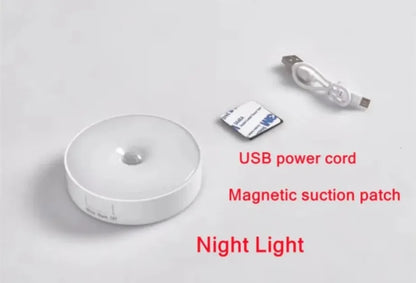 Night Light Motion Sensor Light USB LED Lamp With Switch Rechargeable Inductor Lights For Kitchen Stairs Hallway Closet Bedroom