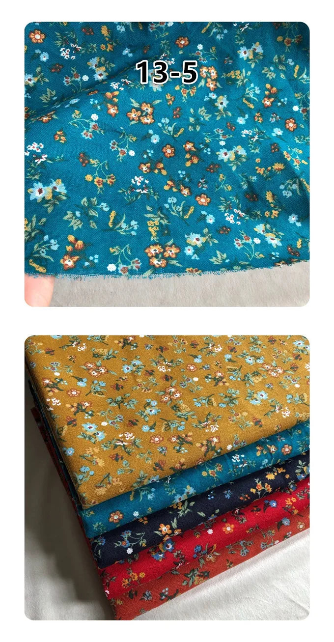 145cm Wide Printed Cotton and Linen Fabric Small Floral Patterns Retro Shirt Dress DIY Clothing Sewing Fabric 90% Cotton Content