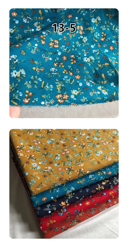 145cm Wide Printed Cotton and Linen Fabric Small Floral Patterns Retro Shirt Dress DIY Clothing Sewing Fabric 90% Cotton Content