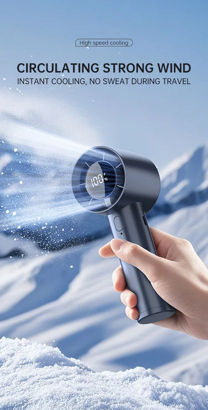 Lenovo Portable Ice Cooling Mini Handheld Fan 100 Speeds Powerful Fan High-speed USB Rechargeable Cooler with Phone Stand