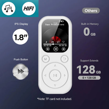 2026 New 1.8 inch Slim MP3 Player Bluetooth 5.4 — Portable Walkman, Compatible eBook Recording FM Radio Music Player
