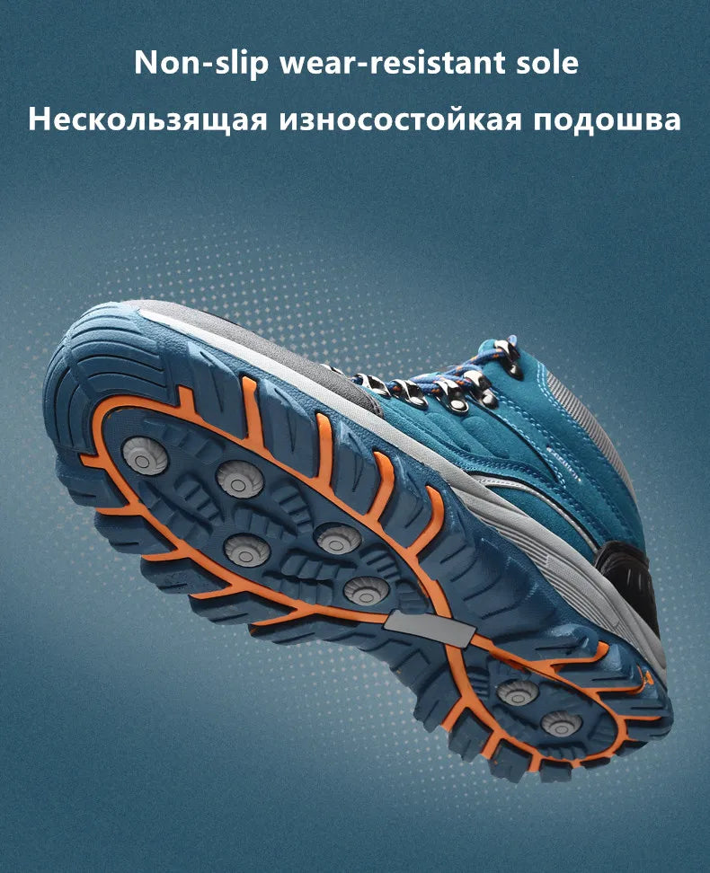 New Men's Winter Boots Warm Plush Snow Boots Outdoor Non-Slip Couple Hiking Boots High-Top Waterproof Sneakers Men's Ankle Boots