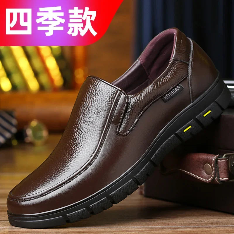 2026 Men's Shoes Genuine Leather Business Dress Leisure Middle-Aged and Elderly Dad's Shoes, Men's Leather Shoes 48 Size Summer