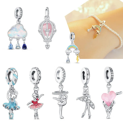Elegant Mother's Day gifts For mom Ballet Pendant Fit Original Bracelet Diy Jewelry Fine Perfect Heart Rainbow Charm Daily Wear